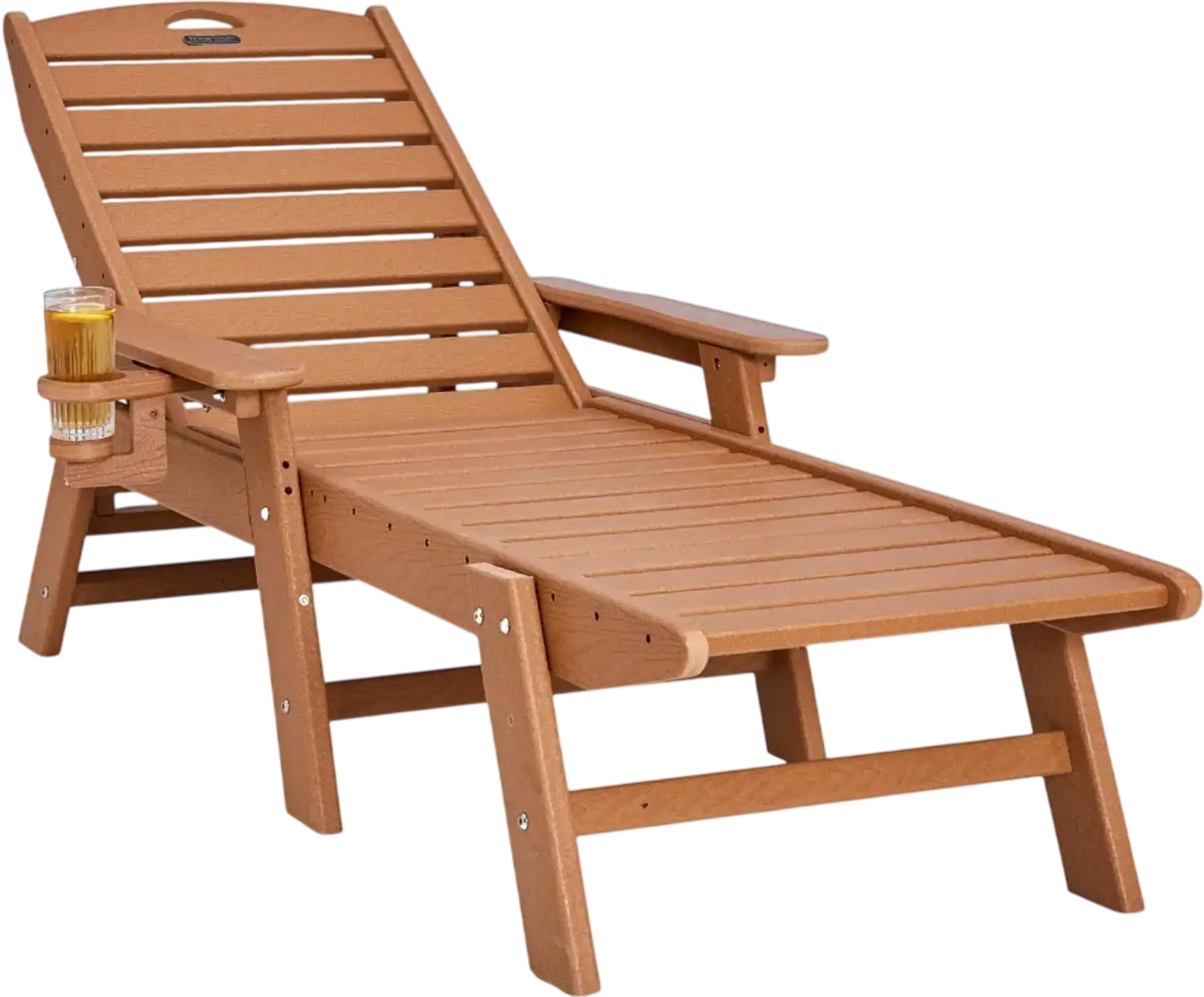 Vevor Chaise Lounge Chair 6-Position Adjustable Outdoor HDPE Brown New