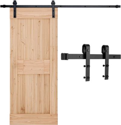 VEVOR 6FT Sliding Barn Door Hardware Kit, 330 LBS Weight Capacity, Compatible with 36 Inches Max Width & 1-3/8 to 1-3/4 Inches Thickness Single Sliding Barn Door, Durable Track & J-shape Roller, Black