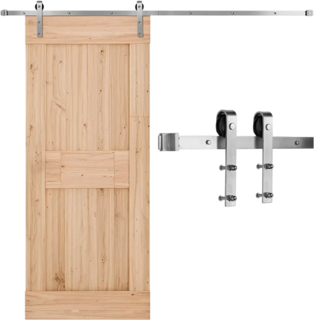 VEVOR 8FT Sliding Barn Door Hardware Kit, 330 LBS Weight Capacity, Compatible with 42 to 48 Inches Width & 1-3/8 to 1-3/4 Inches Thickness Single Sliding Barn Door, Durable Track & J-shape Roller