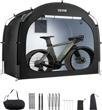 VEVOR Bike Storage Tent, 4 to 5 Bikes, Outdoor Spacious Bike Storage Tent with Ventilated Window, Waterproof Easy-to-Install Bike Tent with High Strength Fiberglass & Dual Zippers, Fit for Bicycle