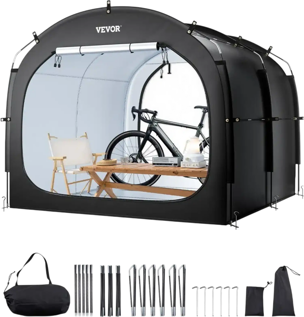 VEVOR Bike Storage Tent, 5 Bikes, Outdoor Spacious Bike Storage Tent with Ventilated Window, Waterproof Easy-to-Install Bike Tent with High Strength Fiberglass & Dual Zippers, Fit for Bicycle