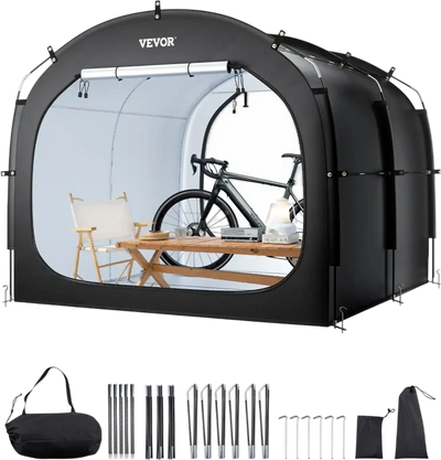 VEVOR Bike Storage Tent, 5 Bikes, Outdoor Spacious Bike Storage Tent with Ventilated Window, Waterproof Easy-to-Install Bike Tent with High Strength Fiberglass & Dual Zippers, Fit for Bicycle