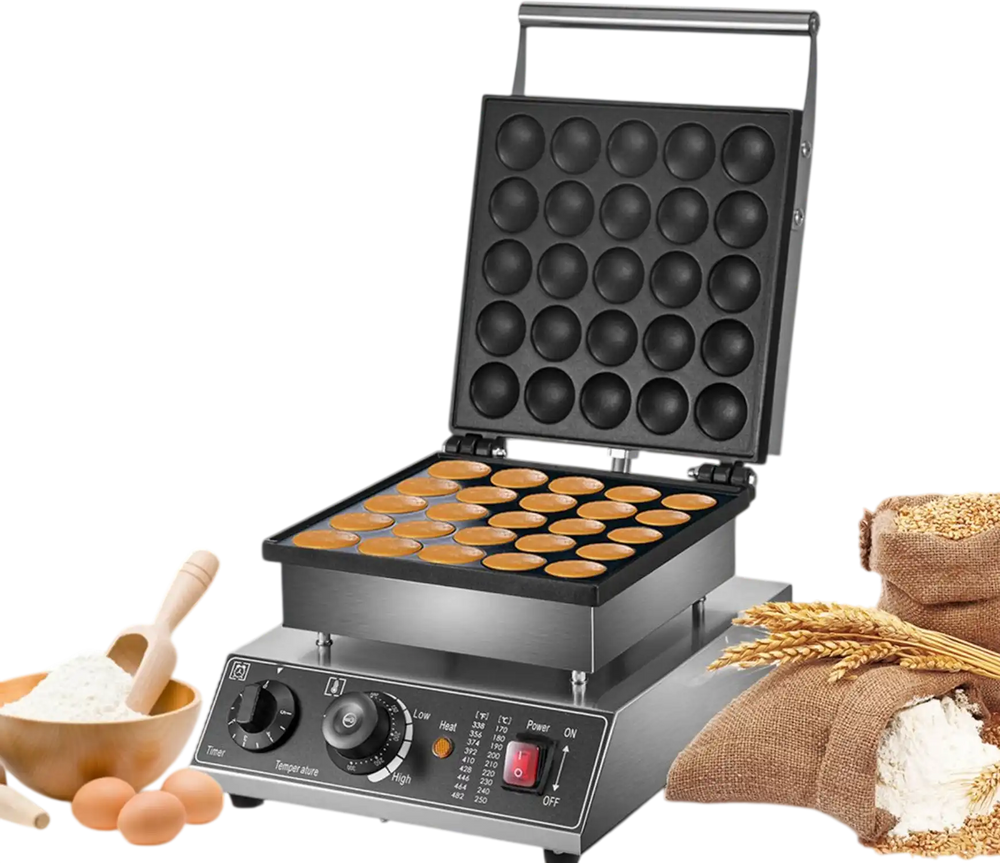 VEVOR Mini Dutch Pancake Maker, 1.7-Inch Diameter Mini Pancake Poffertjes Machine Electric Poffertjes for 25PCs Round Pancakes, 850W Commercial Pancake Maker, 50-300℃ Poffertjes Maker, Stainless Steel