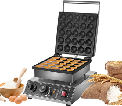 VEVOR Mini Dutch Pancake Maker, 1.7-Inch Diameter Mini Pancake Poffertjes Machine Electric Poffertjes for 25PCs Round Pancakes, 850W Commercial Pancake Maker, 50-300℃ Poffertjes Maker, Stainless Steel