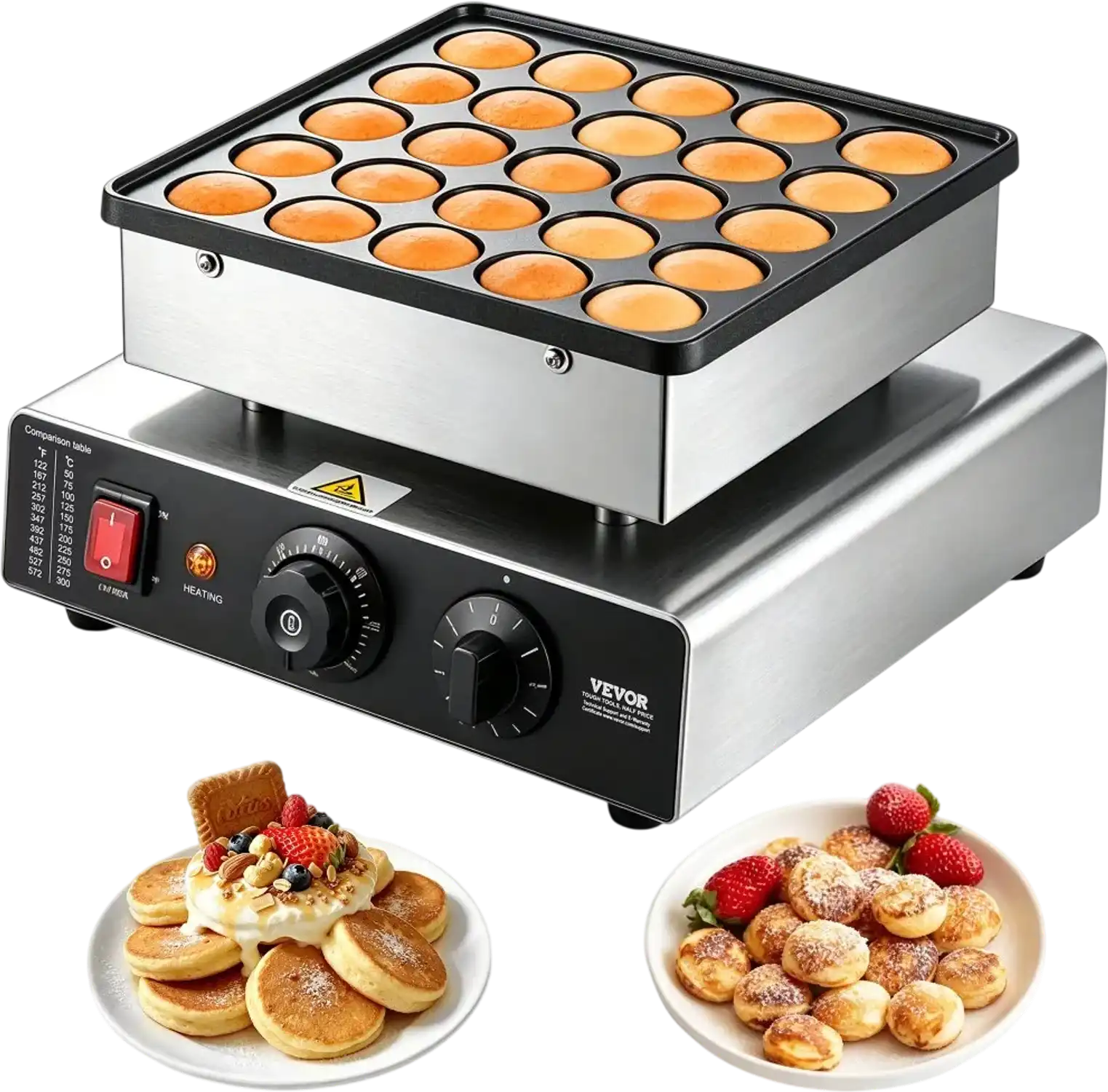 Vevor Waffle Maker Mini Pancake Maker 25-Piece 43 mm Dutch Muffin Baker New