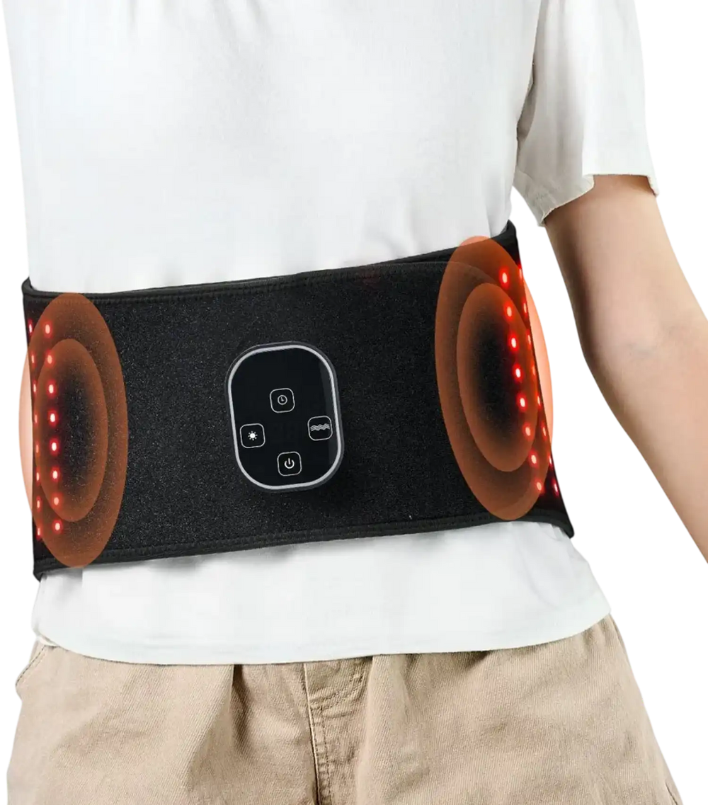 VEVOR Red Light Therapy Belt for Waist Shoulder, 660nm & 850nm Red Light Therapy Wrap Device with Timer, 80 LED, 3-Level Vibration & 10Hz Pulse, Cordless Light Therapy Pad for Pain Relief, Skin Health