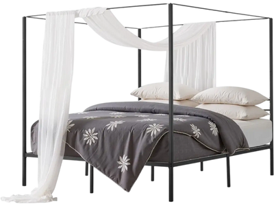 Vevor Canopy Bed Frame King Size Metal Four Poster Black New
