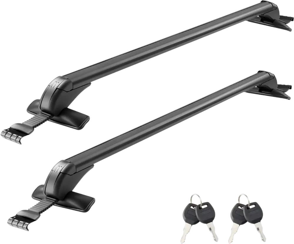 VEVOR Roof Rack Cross Bars, Universal Fit for Naked Roofs Without Raised Rails/Flush Rail/Black Moldings, 165 LBS Capacity, Lockable Heavy Duty Aluminum Crossbar Racks Roof Rail Rooftop Luggage Canoe