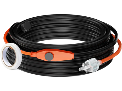 VEVOR Pipe Heating Cable, 60FT 7W/FT Heat Tape for Pipes with Built-in Thermostat, Water Pipe Heat Cable Protects PVC Hose, Metal and Plastic Pipe from Freezing