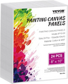VEVOR Canvas Boards for Painting, 8 x 10 Inch White Canvases for Painting, 24 Pack Painting Canvas Panels for Sketching, Acrylic and Oil Painting, Watercolor, Paint Canvas for Kids and Professionals