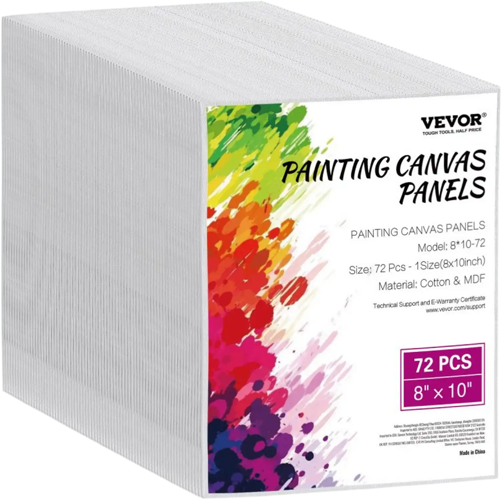 VEVOR Canvas Boards for Painting, 8 x 10 Inch White Canvases for Painting, 72 Pack Painting Canvas Panels for Sketching, Acrylic and Oil Painting, Watercolor, Paint Canvas for Kids and Professionals