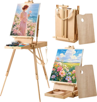VEVOR French Easel with Legs Foldable and Portable Sketchbox Easel Stand, For Painting, Solid Beech Wood, Holds Canvas up to 33.86