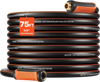 VEVOR Garden Hose, 75 ft 5/8" Heavy Duty 4-Layer Rubber Water Hose, 150PSI Working & 600PSI Burst, Flexible & Non-kink Outdoor Waterhose with 3/4" Fitting, Lightweight Hoses for Gardening Cleaning