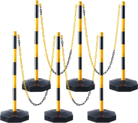 VEVOR Adjustable Traffic Delineator Post Cones, 6 Pack, Traffic Safety Delineator Barrier with Fillable Base 8FT Chain, for Traffic Control Warning Parking Lot Construction Caution Roads, Yellow&Black