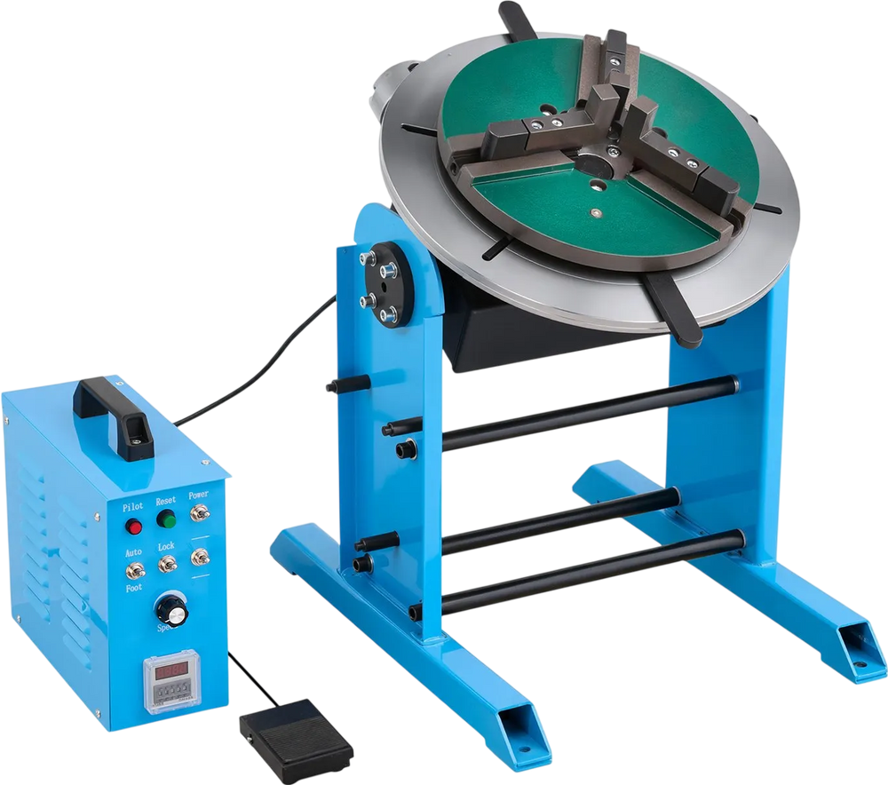 VEVOR Rotary Welding Positioner, 441 lbs Load Capacity, -45° to 90° Tilt Angle Welding Positioner Turntable Table, 0.5-5 RPM Speed Control, Electric and Foot Pedal, for Cutting, Grinding, Assembly