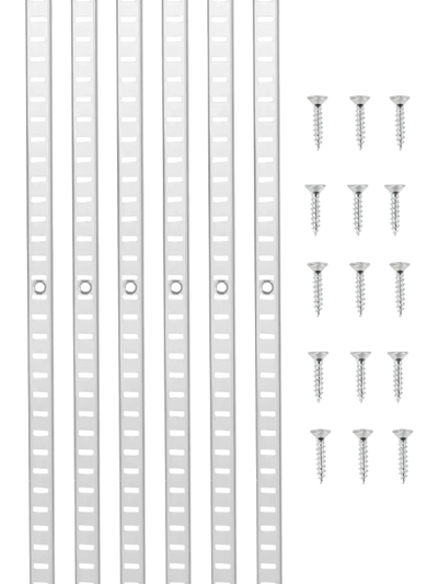 VEVOR Shelf Pilaster, 36.3-inch 8 Pack, Adjustable Shelf Brackets Steel Mortise Mount Pilaster Strip Standards with 32 Screws, Suitable for Wall Shelving System Cabinet Closet Organization