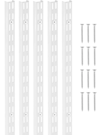 VEVOR Shelf Pilaster, 60-inch 5 Pack, Dual Track Upright Wall Shelving System, Heavy Duty Support System Twin Slot Shelf Rails, 25 Screws, Suitable for Cabinet Closet Organization Storage, Silver