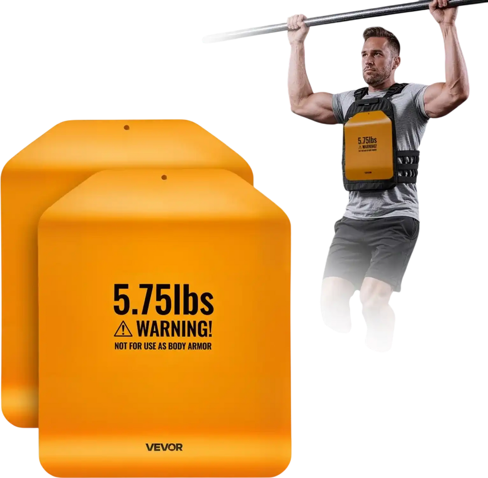 VEVOR Curved Weight Vest Plates, 5.75 LB Pairs, Premium Steel Tactical Weighted Plates for Vest, Ergonomic Design, for Strength Endurance Training, Running, Jogging, Fitness, Heavy Workouts