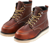 VEVOR Steel Toe Work Boots, US Size 8.5, Waterproof Moc Toe Work Boots for Men, Slip-Resistant Work Boot, Lightweight and Breathable EVA Rubber Sole Mens Boots for Industry Construction, Brown
