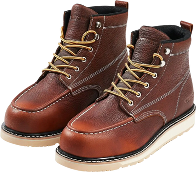 Vevor Work Boots Waterproof Moc Toe Steel Toe Men's Size 8.5 Brown New