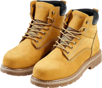 VEVOR Steel Toe Work Boots, US Size 11.5, Waterproof Work Boots for Men, Slip-Resistant Work Boot, Lightweight and Breathable Rubber Sole Mens Boots for Industry Construction, Brown Yellow