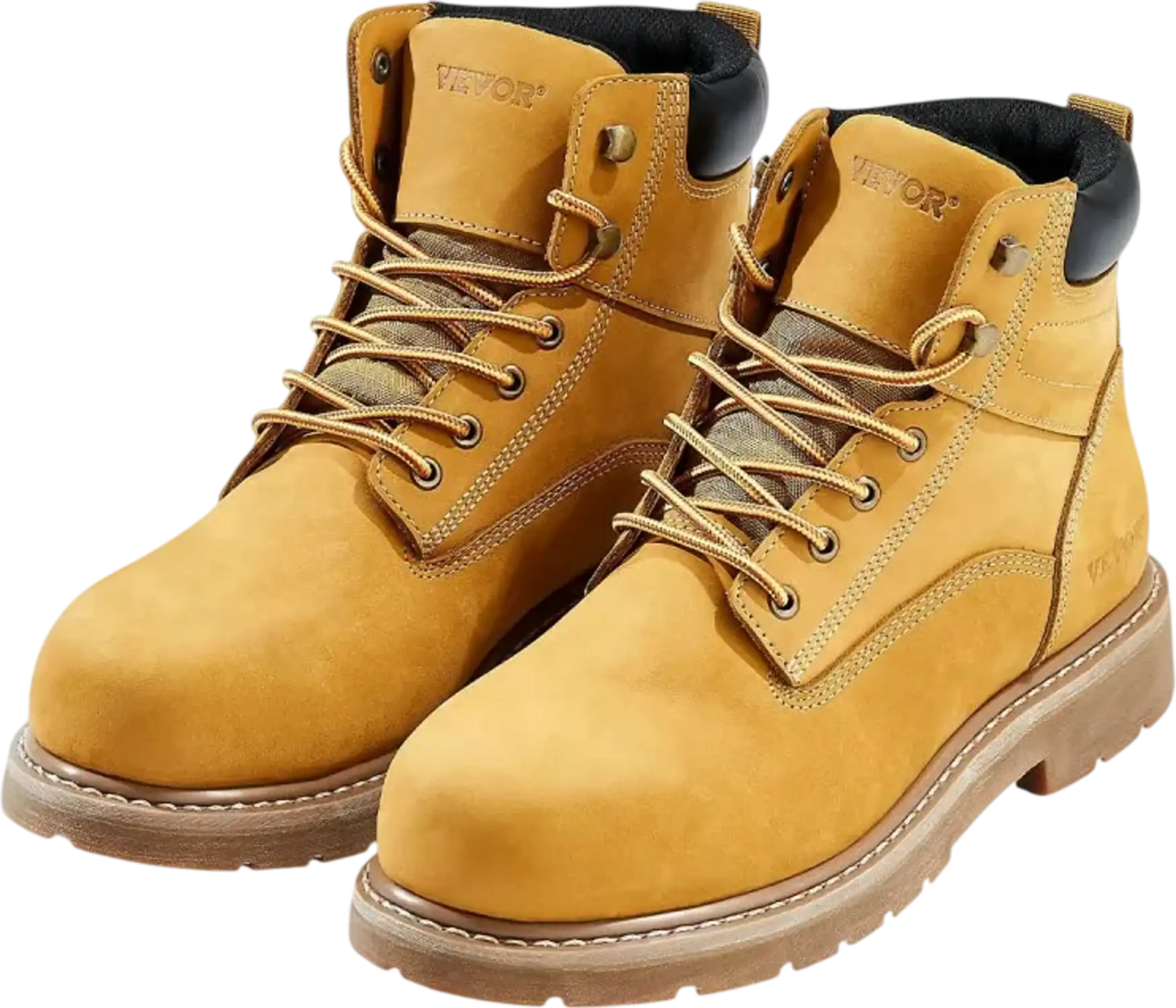 Vevor Work Boots Men's Steel Toe Waterproof Slip-Resistant Size 12 Brown Yellow New
