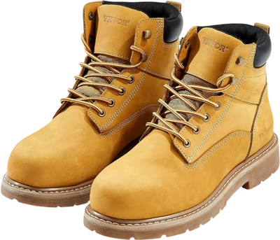 Vevor Work Boots Steel Toe Waterproof Men's Slip-Resistant Size 9 Brown Yellow New