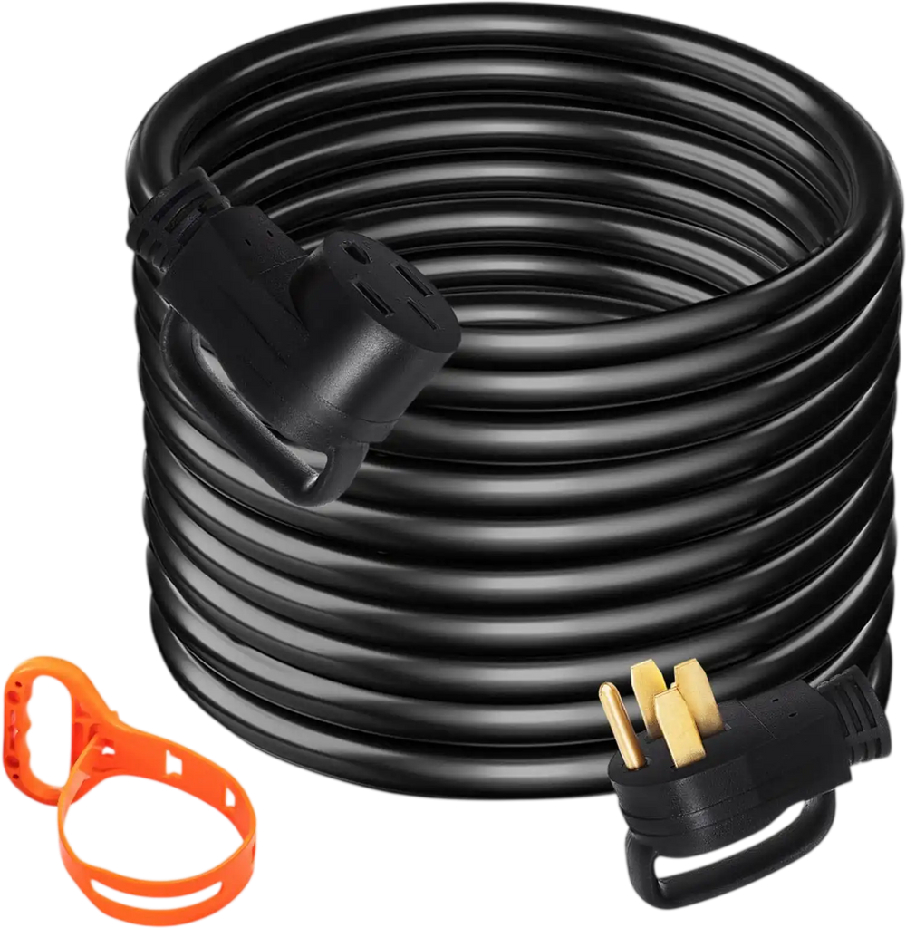 VEVOR Heavy Duty 15 ft 50 Amp RV Extension Cord Power Supply Cable w/Molded Connector&Handles 125V/250V