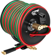 VEVOR Retractable Welding Hose Reel, Hand Crank Manual Rewind Hose Reel with 1/4 Inch x 100FT Twin Oxygen Acetylene Rubber Hose Max 300PSI - T Grade, Ceiling/Wall Mount Steel Reel for Workshop Garages