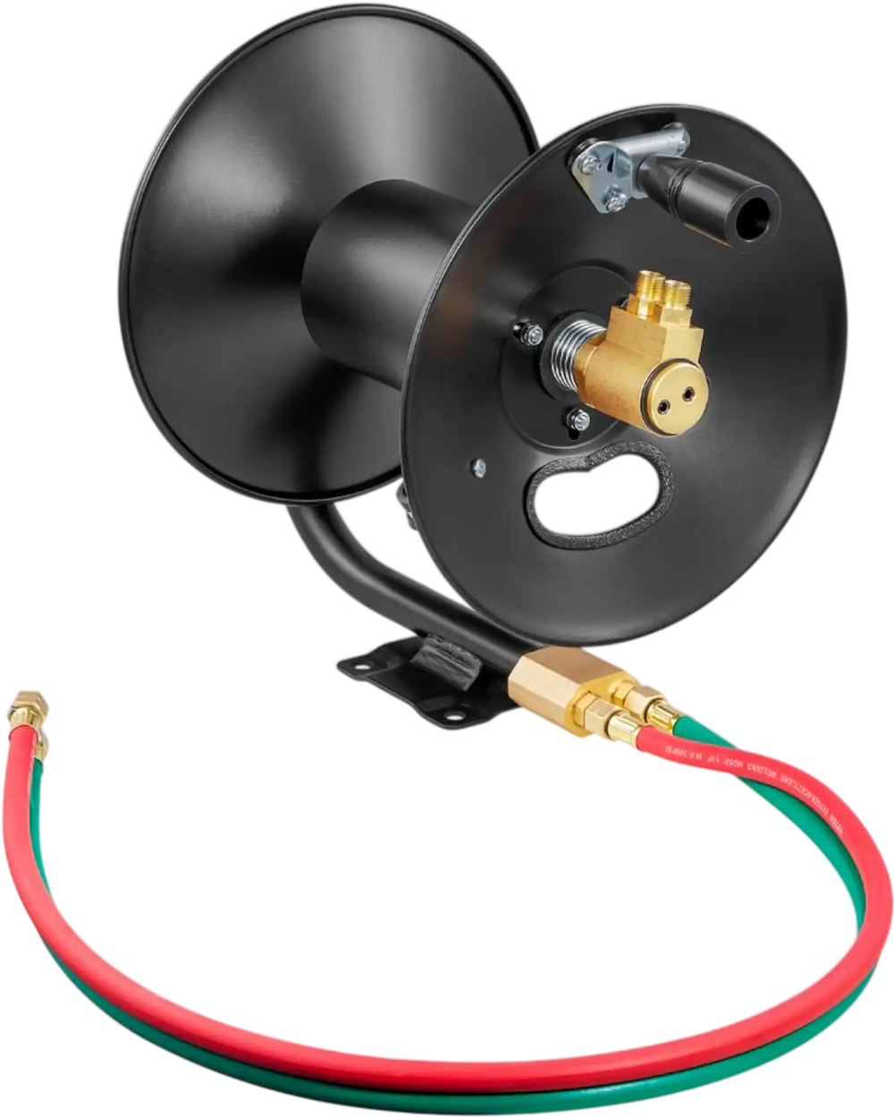 VEVOR Welding Hose Reel, Hand Crank Rewind Hose Reel with 3FT Lead-in Hose and 9/16"-18 B Fittings, Ceiling/Wall Mount Heavy Duty Steel Reel for Workshops Garages (Welding Hose Not Included)