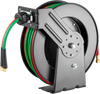 VEVOR Retractable Welding Hose Reel, 1/4-Inch x 50FT Twin Oxygen Acetylene Rubber Hose Max 300PSI - R Grade, Ceiling/Wall Mount Heavy Duty Steel Hose Reel Auto-Rewind, Ideal for Workshops Garages