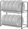 VEVOR Tire Storage Rack, 2-Shelf Tire Stand Holds up to 8 Standard Tires, Q195 Heavy-Duty Steel Tire Holder Carrier with Adjustable Height & Protective Cover for Garage Workshop, 396LBS Loading