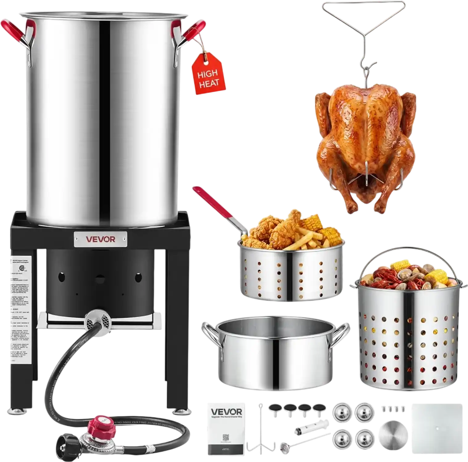 Vevor Turkey Fryer 30 Qt. Turkey and 10 Qt. Fish Fryer Seafood Boiler Outdoor Cooker New