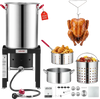 VEVOR 30 Qt. Turkey and 10 Qt. Fish Fryer Seafood Boiler Stainless Steel, Outdoor Cooker for Crawfish, Crab, Shrimp, Lobster, Complete Deep Steamer Kit with Basket, Stand, 54,000 BTU Propane Burner