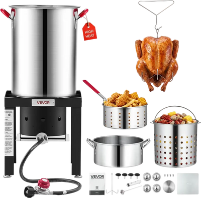 Vevor Turkey Fryer 30 Qt. Turkey and 10 Qt. Fish Fryer Seafood Boiler Outdoor Cooker New