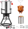 VEVOR 30 QT Turkey Fryer Set and Seafood Boiler Aluminum Deep Frying Pot, Outdoor Cooker for Crawfish, Crab, Shrimp, Lobster, Complete Cooking Kit with Basket, Stand, and 54,000 BTU Propane Burner
