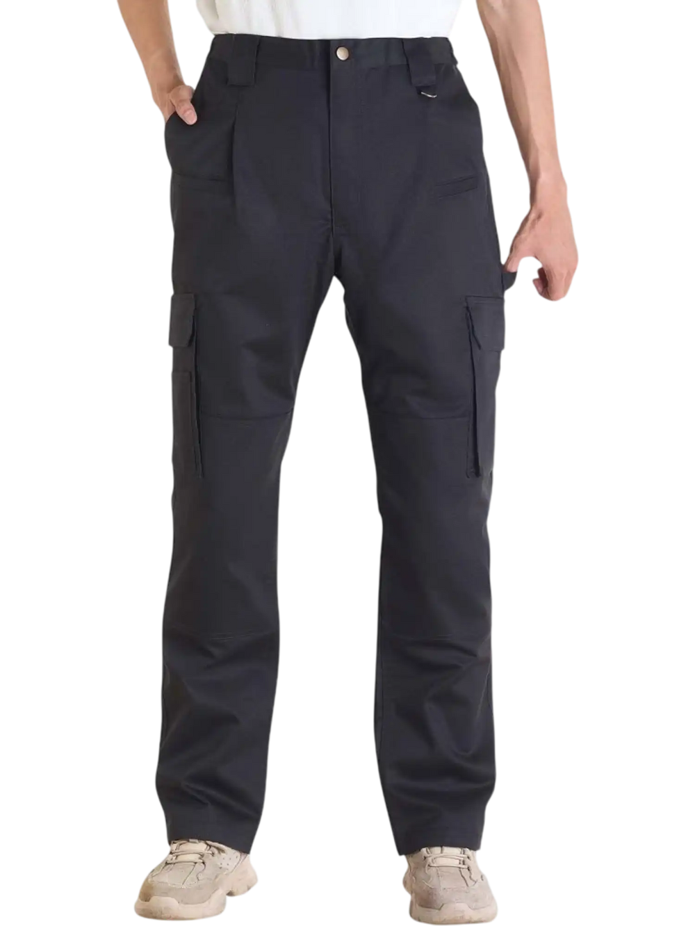 VEVOR FR Pants for Men, 9 oz 100% Cotton, Flame-Resistant Cargo Pants with Multi-Pockets and Elastic Waist, Reinforced Tear-proof Stitching, Ideal for Welding Work and Casual Wear, M Size, Black