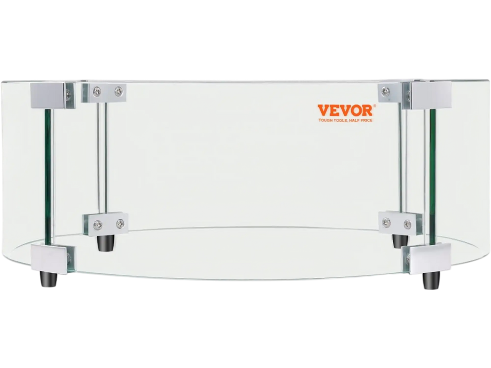 VEVOR Fire Pit Wind Guard, 29 x 8 inch Round Glass Flame Shield, 0.24-Inch Thick Fire Table Accessory, Clear Tempered Glass Flame Guard for Propane, Gas, Outdoor, Patio, Backyard