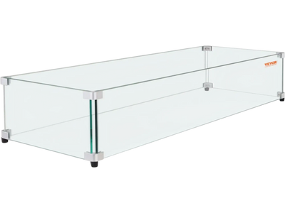 Vevor Fire Pit Wind Guard Rectangular Tempered Glass Panel 31.4 x 12.5 x 6.5