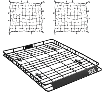 Vevor Roof Rack Basket 64 x 50 in. with 2 Cargo Nets 150 lb. Capacity New