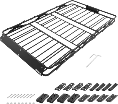 VEVOR Roof Rack Cargo Basket, 64 x 39 x 4 in, Heavy Duty Roof Top Carrier Basket with Folding Design, 200 lbs Capacity, All-Weather Easy-Install Car Top Luggage Holder, Universal Fit for SUV Truck Car