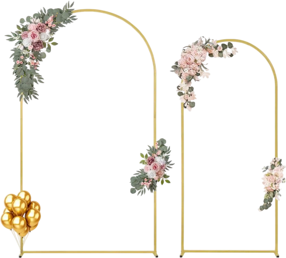 VEVOR Wedding Arch Backdrop Stand, 7.2FT & 6FT, Set of 2 Stand with Case Connection & Chassis Crossbar Design, Easy-to-Assemble Gold Stand with Premium Metal, Fit for Birthday, Celebration, Holiday