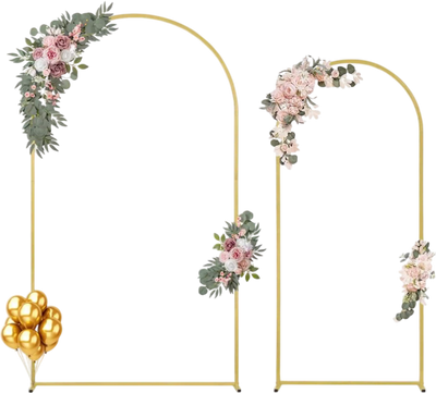 Vevor Wedding Arch Backdrop Stand Set of 2 Gold Metal Frames New