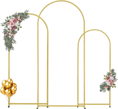 Vevor Wedding Arch Backdrop Stand Set of 3 Gold Metal New