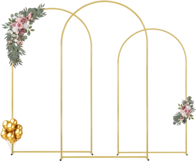 Vevor Wedding Arch Backdrop Stand Set of 3 Gold New