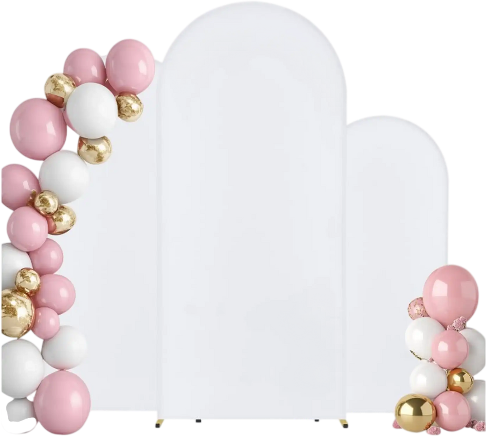 VEVOR Wedding Arch Backdrop Stand, Set of 3, Metal Stable Stand with Case Connection & Chassis Crossbar Design, Easy-to-Assemble Gold Stand with Premium Gauze, Fit for Birthday, Celebration, Holiday