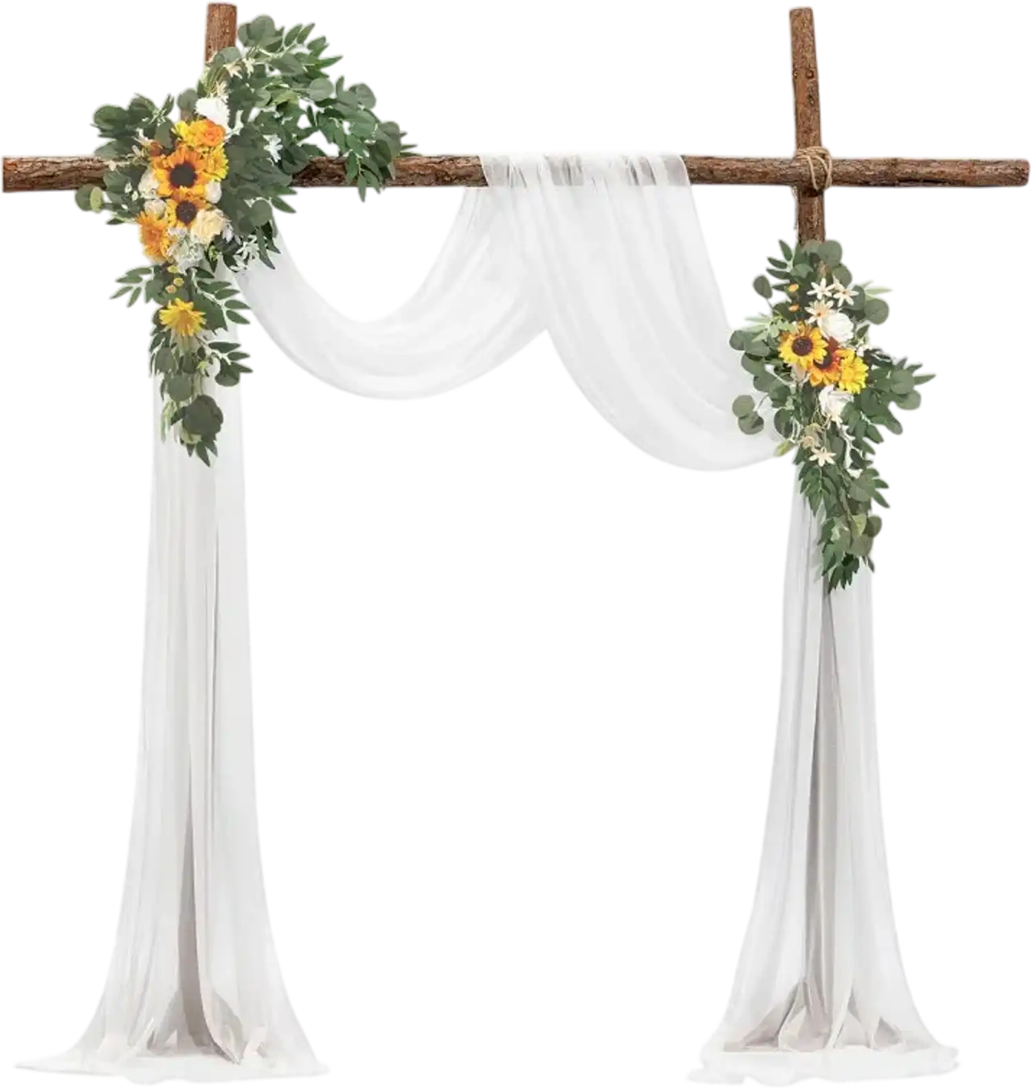 Vevor Wedding Arch Flowers Kit Yellow Silk Floral Arrangements with Sheer Drapes New