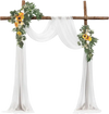 VEVOR Artificial Wedding Arch Flowers Kit, Yellow Wedding Arch Flowers with Drapes Kit (Pack of 3) - 2 Pcs Floral Arrangement, 1 Pcs Sheer Drapes, for Ceremony Bouquets Reception Backdrop Decoration