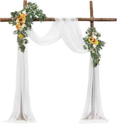Vevor Wedding Arch Flowers Kit Yellow Silk Floral Arrangements with Sheer Drapes New