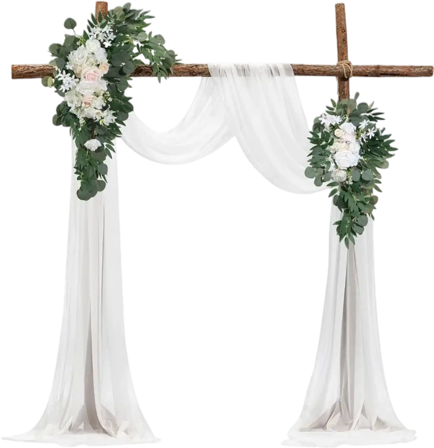 Vevor Artificial Wedding Arch Flowers Kit White Sheer Drapes Pack of 4 New